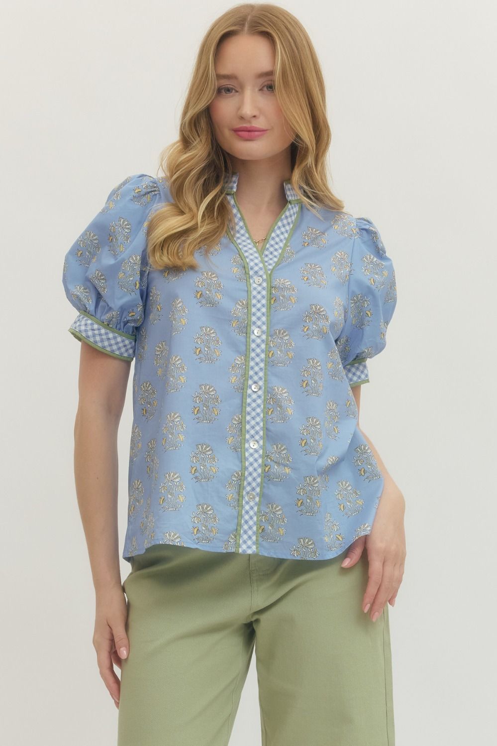 Evelyn Top- Blue/Green