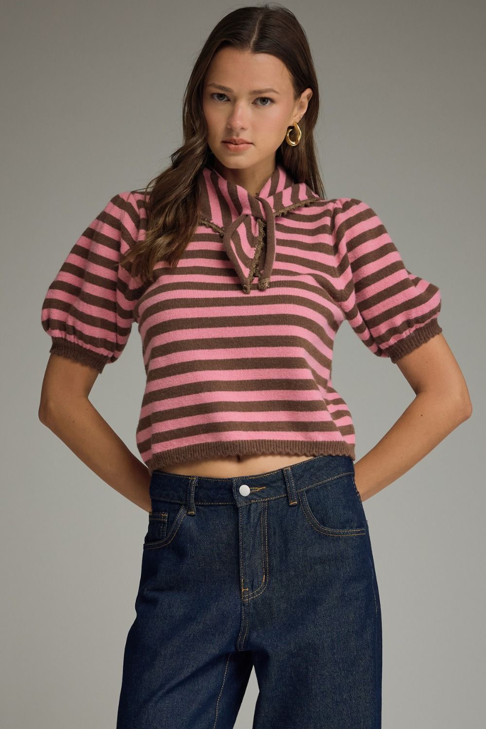 Trish Sweater- Pink/Brown