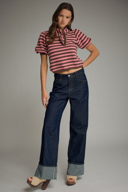 Trish Sweater- Pink/Brown