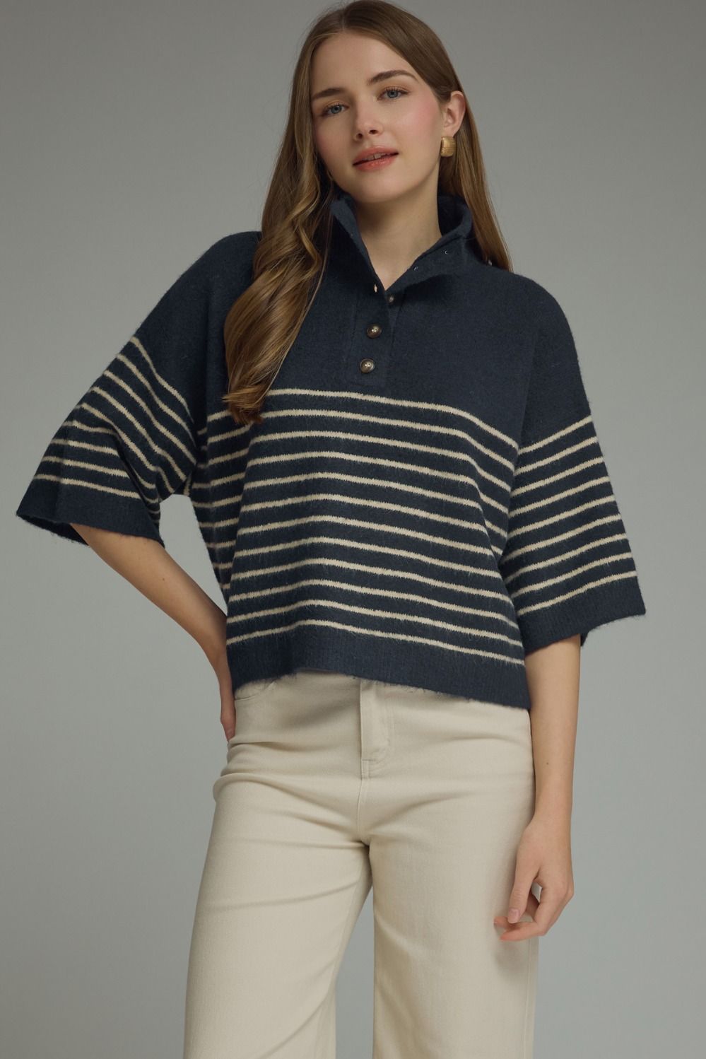 The Lainey Knit Sweater- Navy