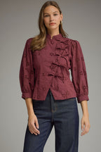 Elisa Tie Top- Burgundy