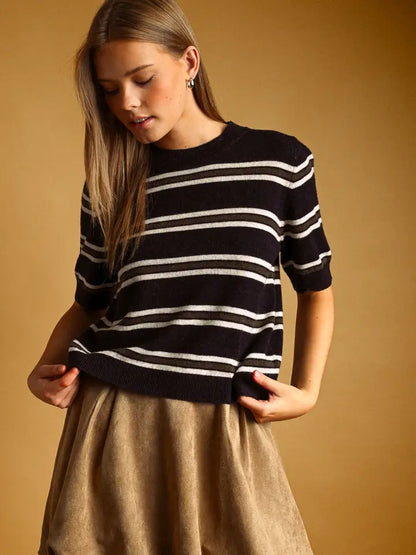 Patricia Striped Sweater- Navy