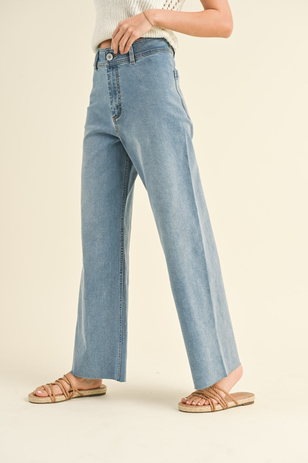 Straight Wide Leg Pants- Denim