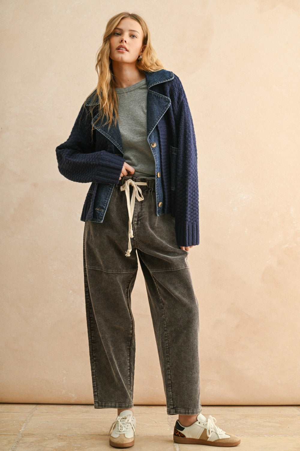Denim And Knit Combo Jacket