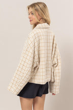 Tweed Plaid Jacket- Cream