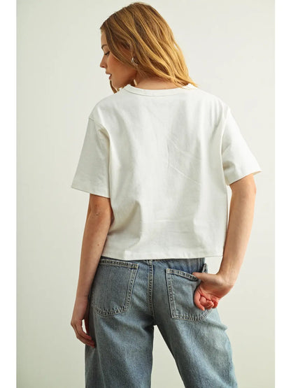 Linen Knit Tee- White