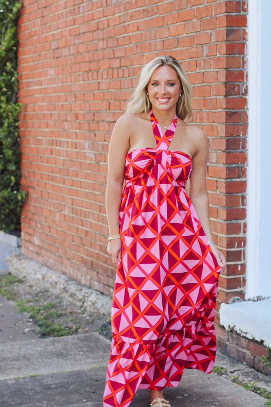 Printed Maxi- Pink/Orange