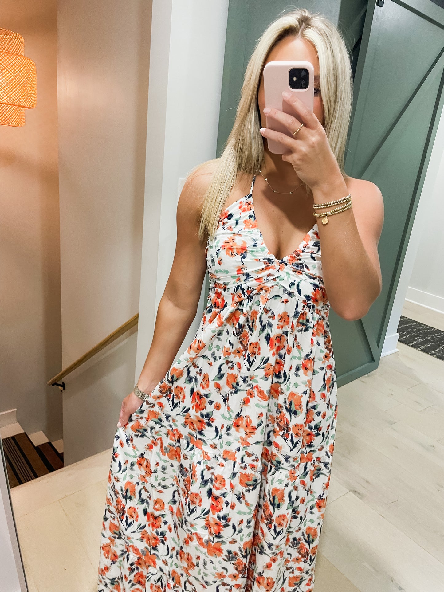 Chiffon Floral Maxi- Orange