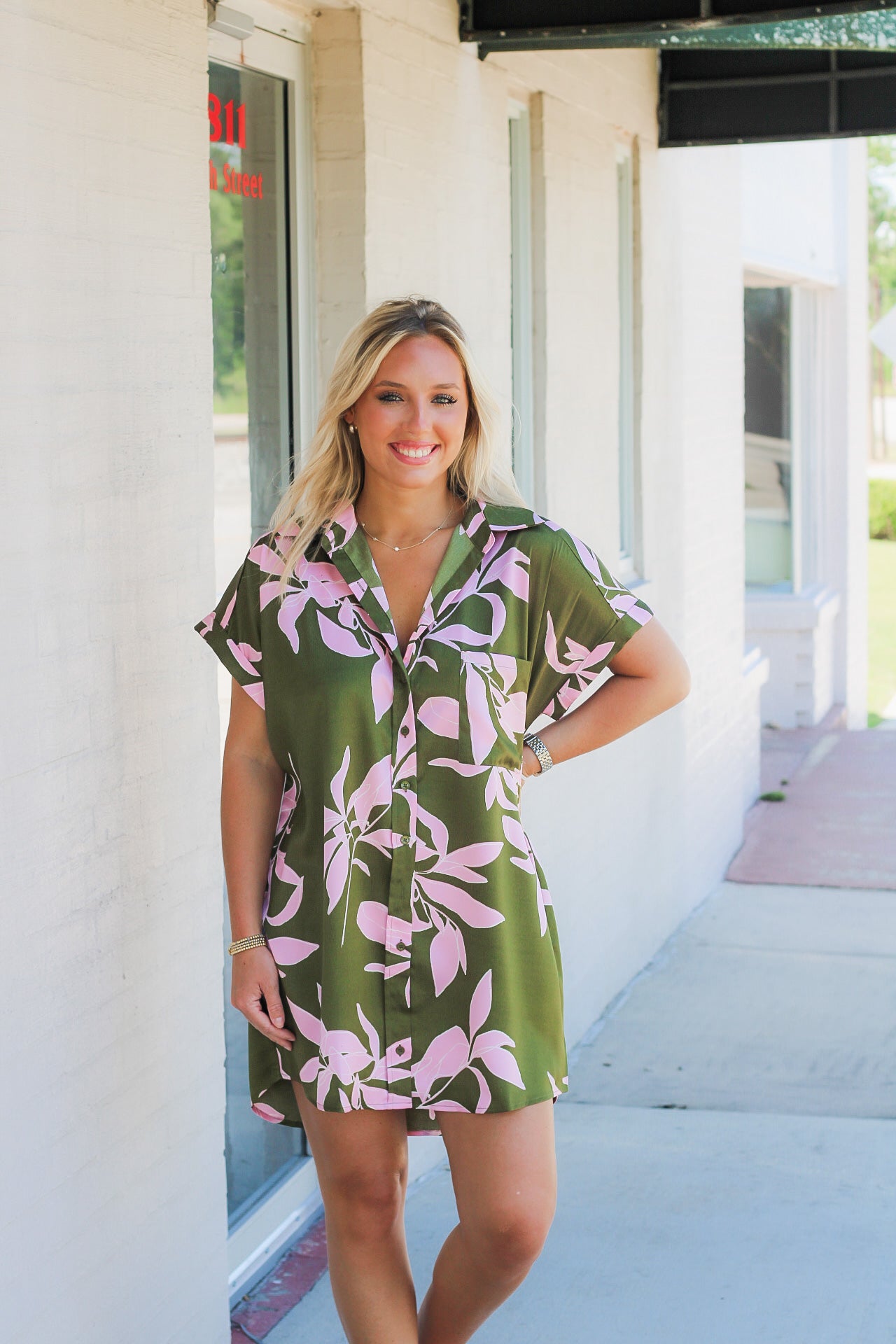 Button Down Floral Dress