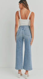 Patch Pocket Wide Leg Jean- Light