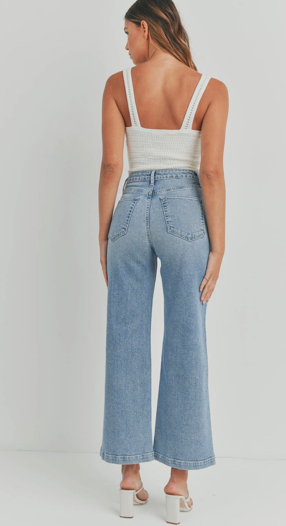 Patch Pocket Wide Leg Jean- Light