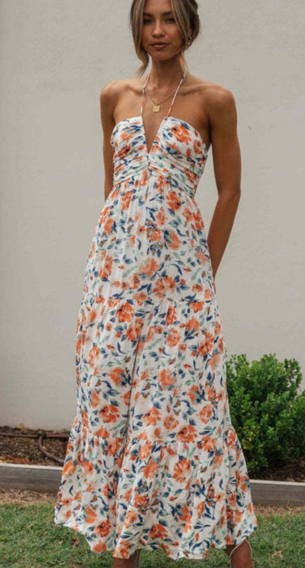 Chiffon Floral Maxi- Orange