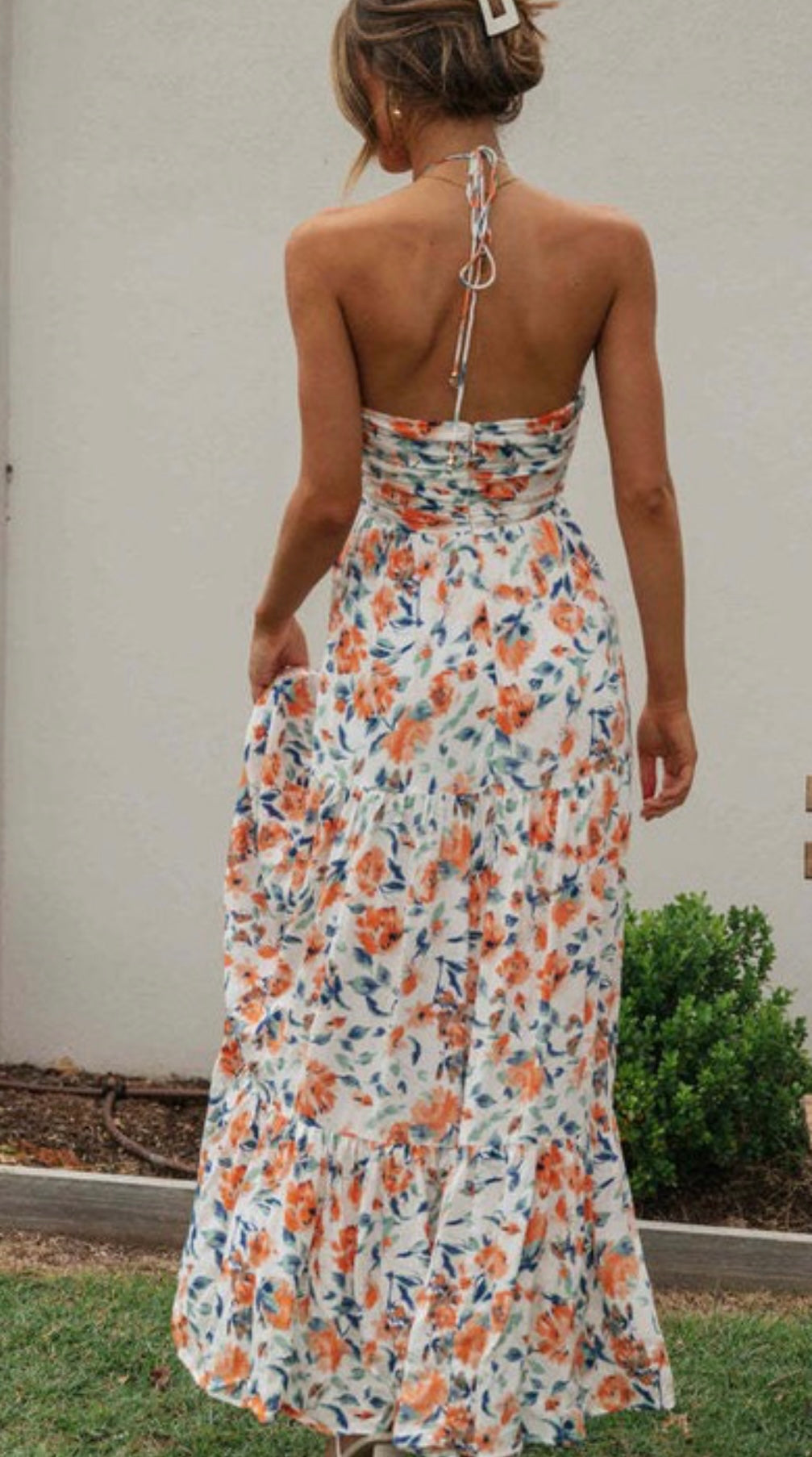 Chiffon Floral Maxi- Orange