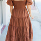 Bubble Sleeve Maxi- Brown