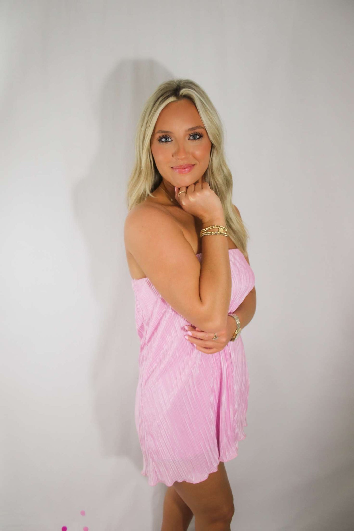 Strapless Mini Dress- Pink