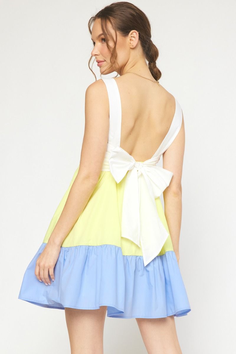 Reagan Dress- Blue/Yellow