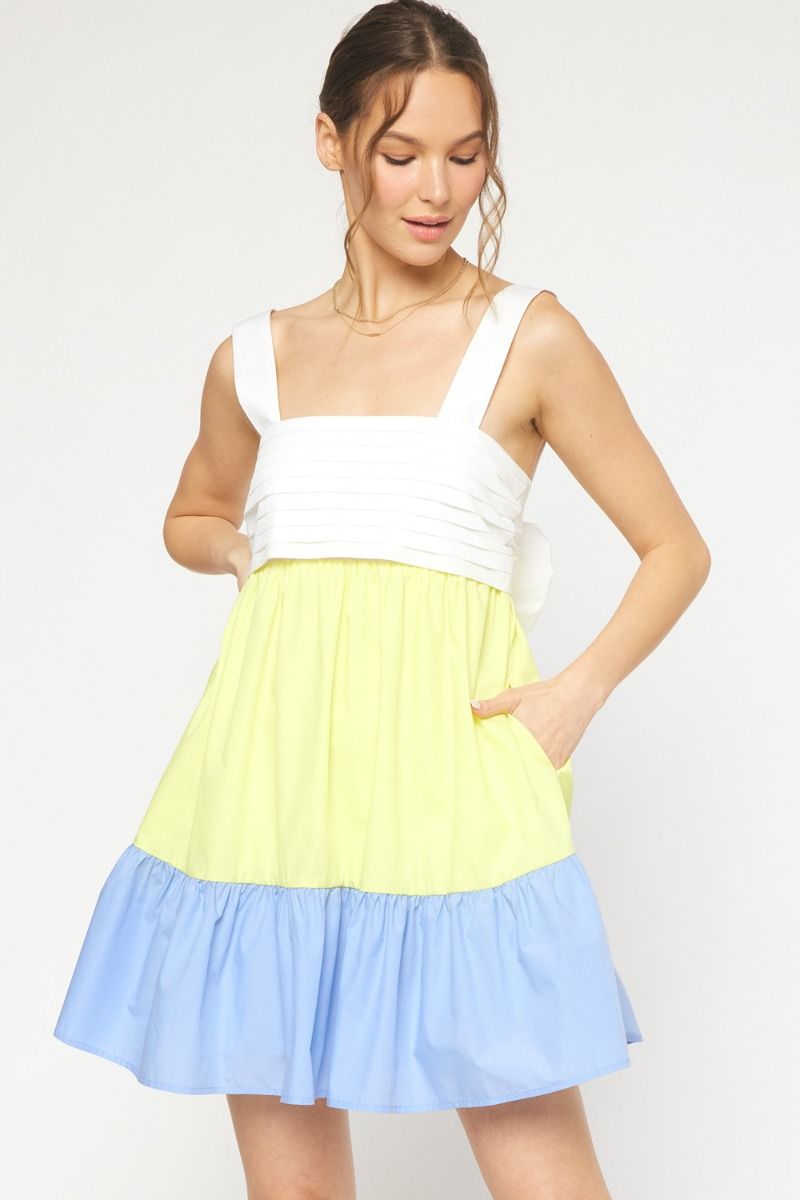 Reagan Dress- Blue/Yellow