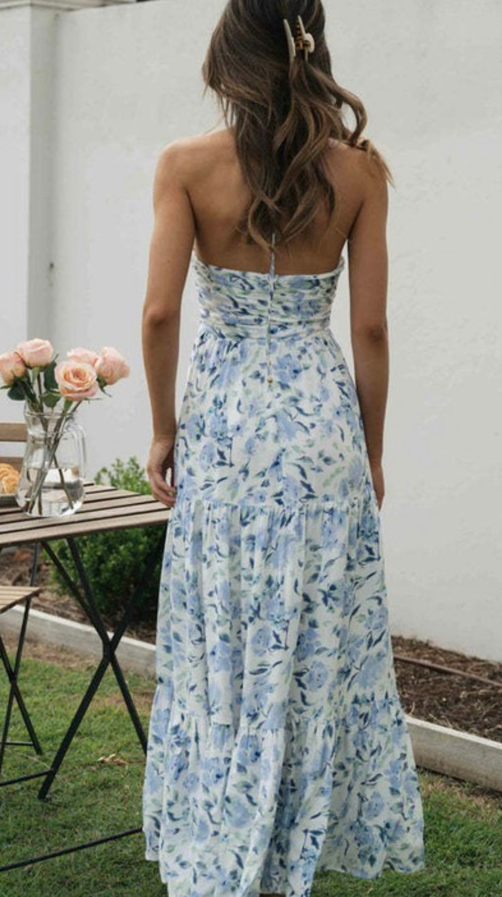 Chiffon Floral Maxi- Blue