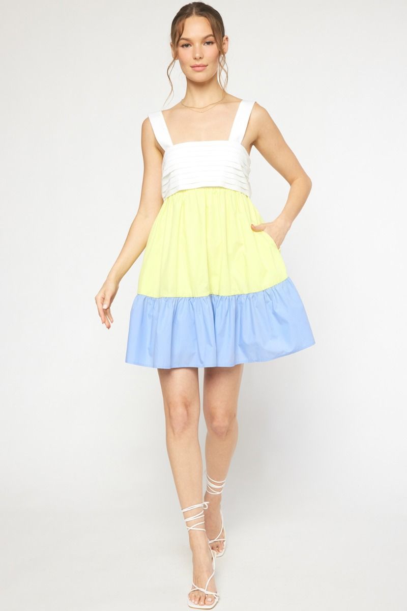 Reagan Dress- Blue/Yellow