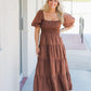 Bubble Sleeve Maxi- Brown