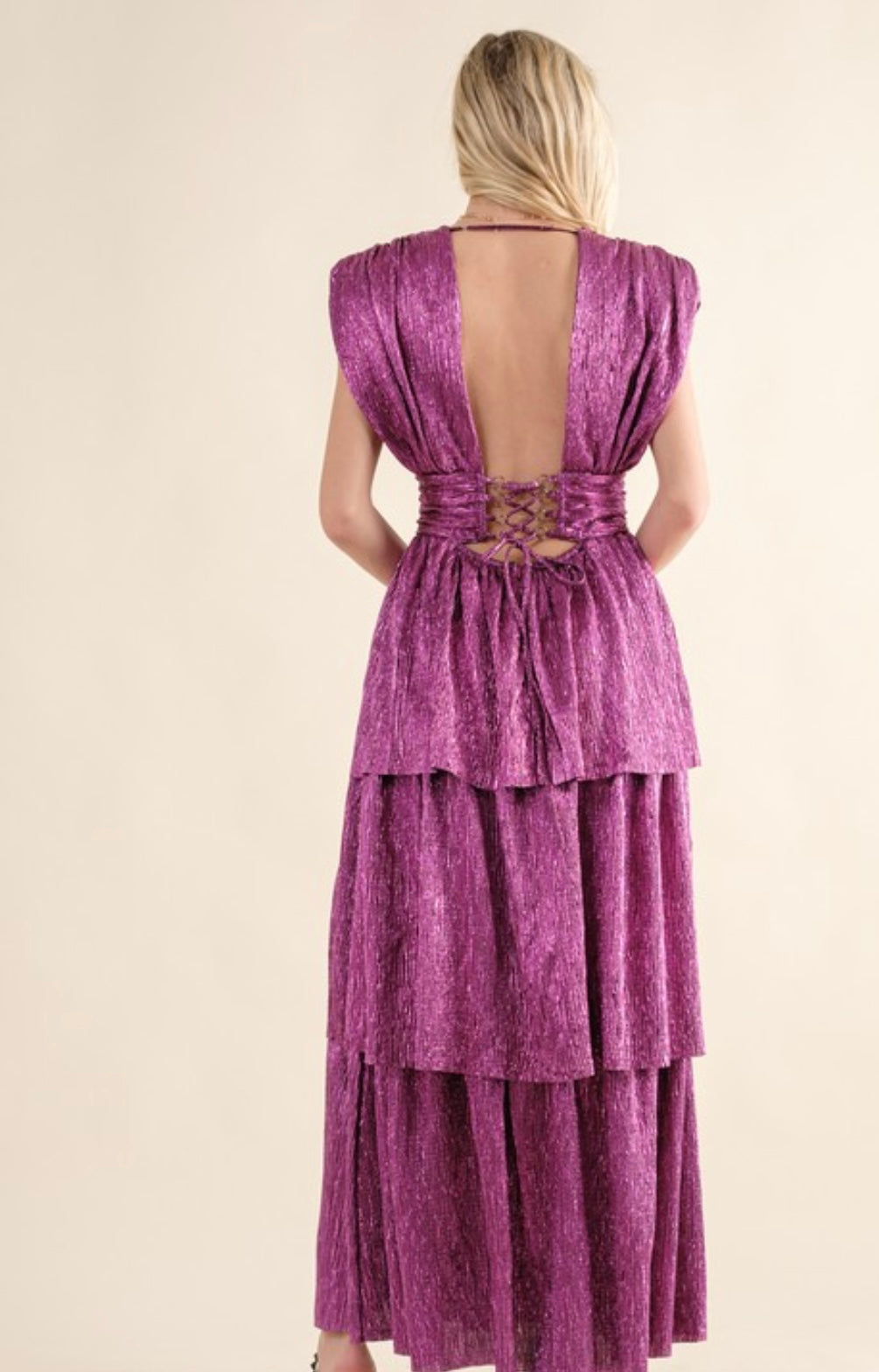 Metallic Plunge Maxi- Magenta