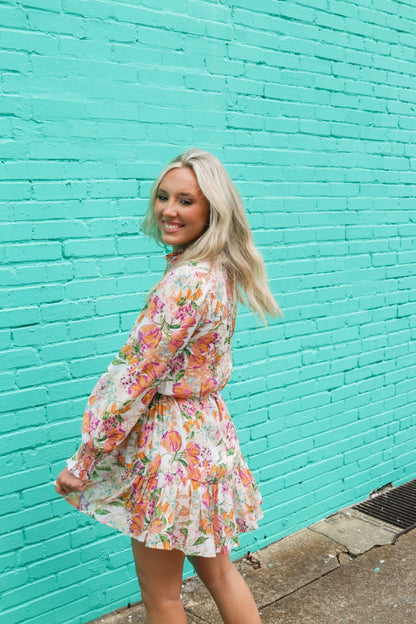 Kelli Dress- Orange/Lavender