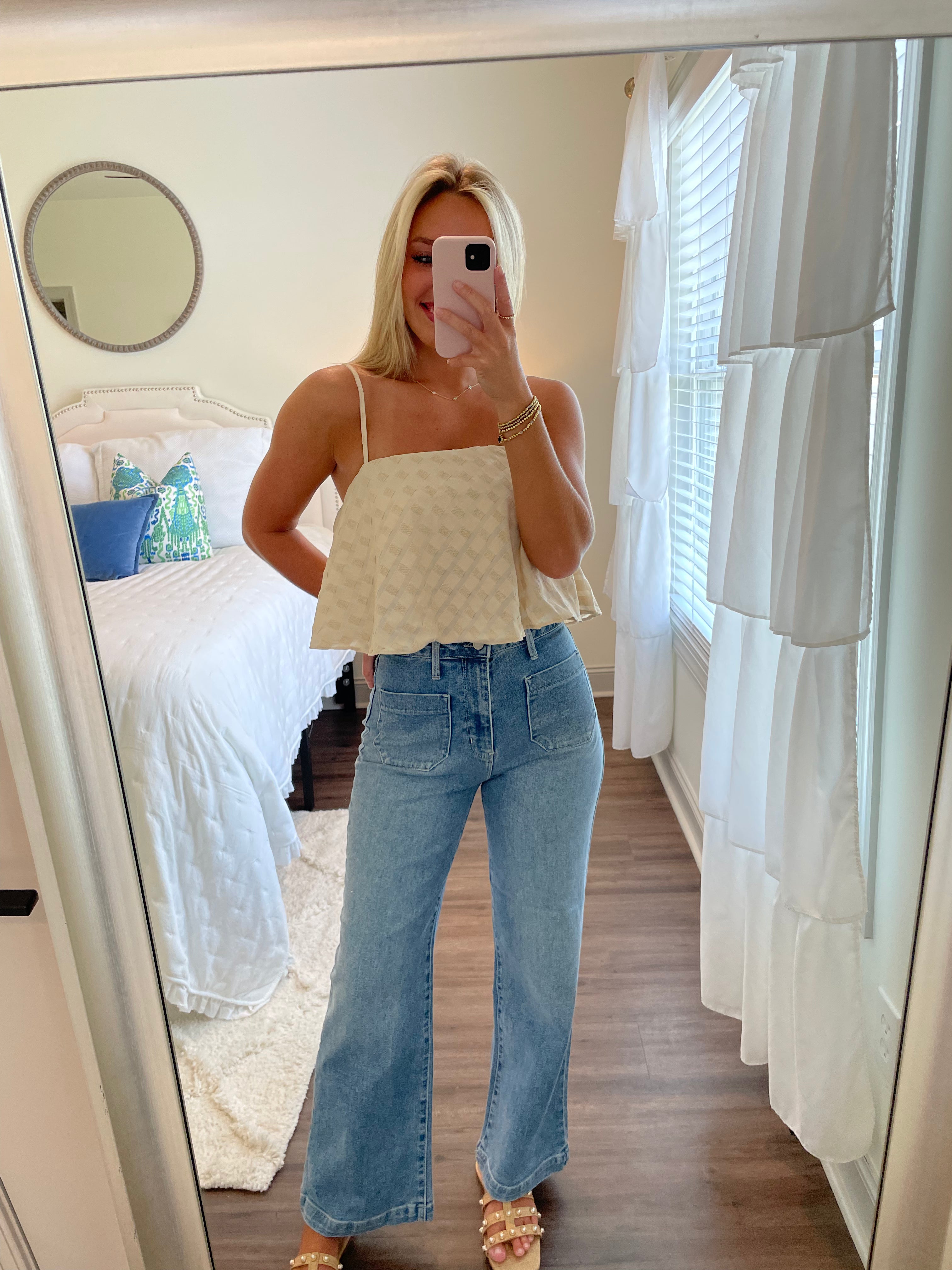 Patch Pocket Wide Leg Jean- Light