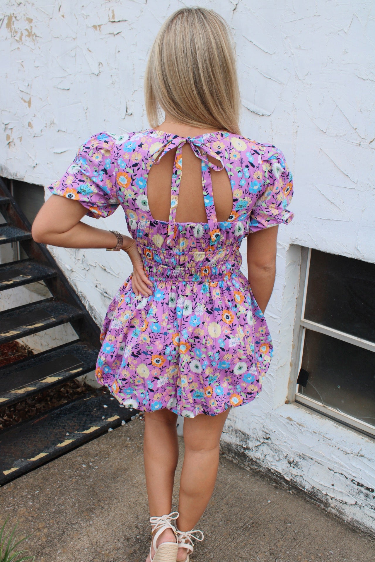 Floral Bubble Dress- Purple