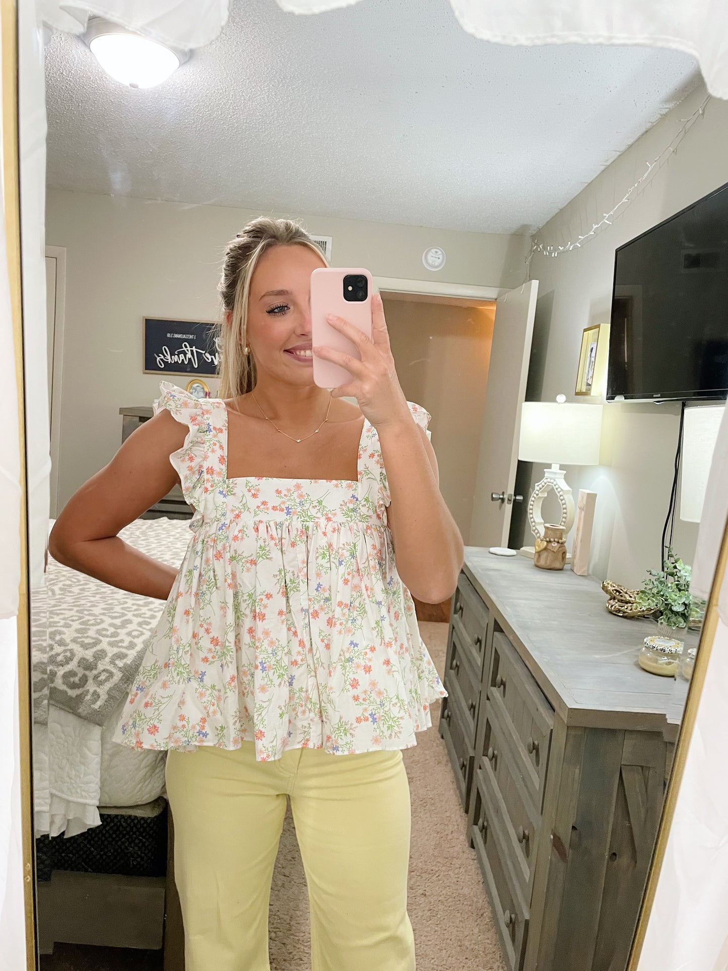 Square Neck Floral Top