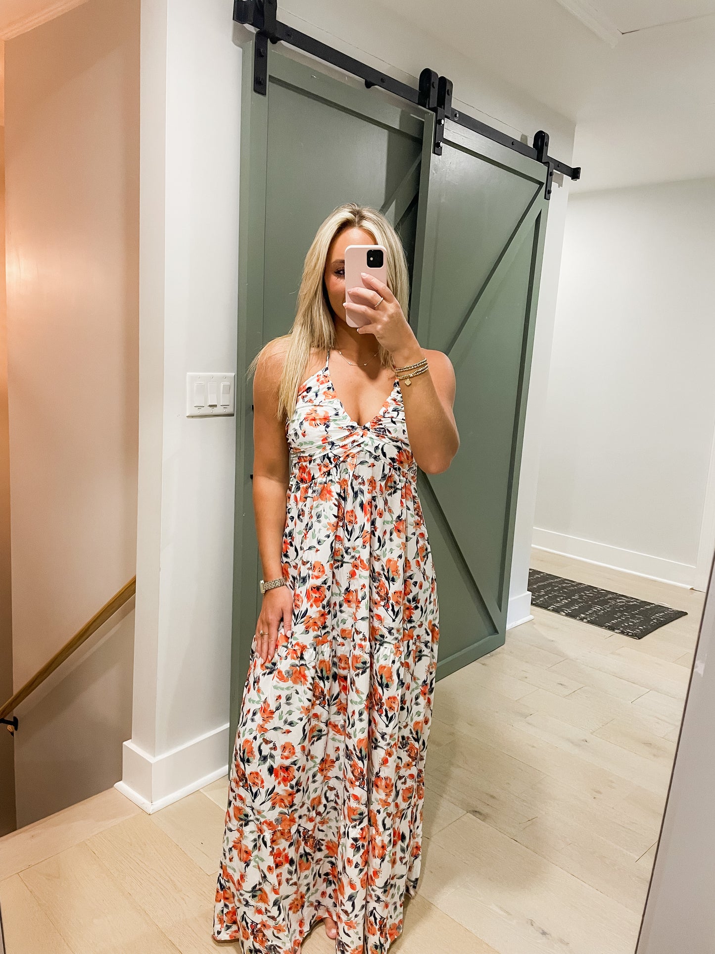 Chiffon Floral Maxi- Orange