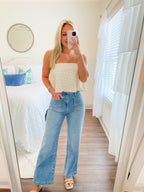 Patch Pocket Wide Leg Jean- Light
