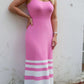 Stripe Knit Midi- Pink