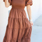 Bubble Sleeve Maxi- Brown