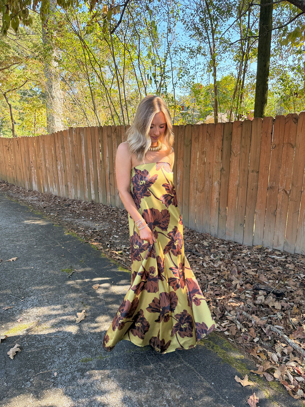 Elliot Strapless Maxi Dress- Olive