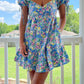 Sweetheart Mini Dress- Blue Floral