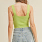 Ribbed V- Neck Top- Lime