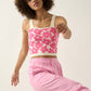 Floral Square Neck Tank- Pink