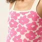 Floral Square Neck Tank- Pink