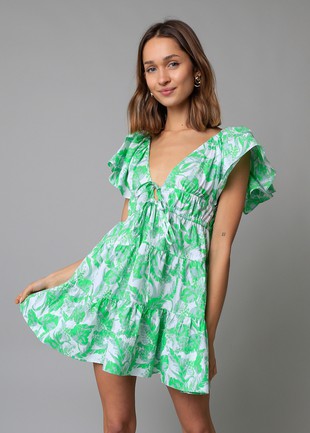 Serene Mini Dress- Green/White