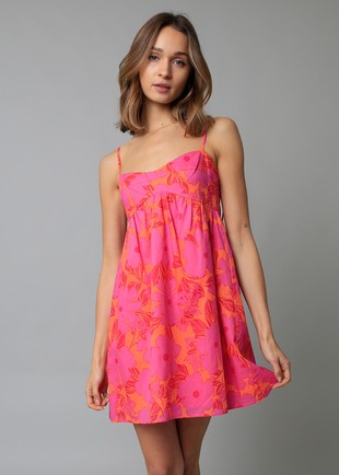 Sydnee Dress- Orange/Fuchsia