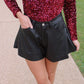 Riley Shorts- Black Leather