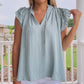 Ruffle Sleeve Top- Sage