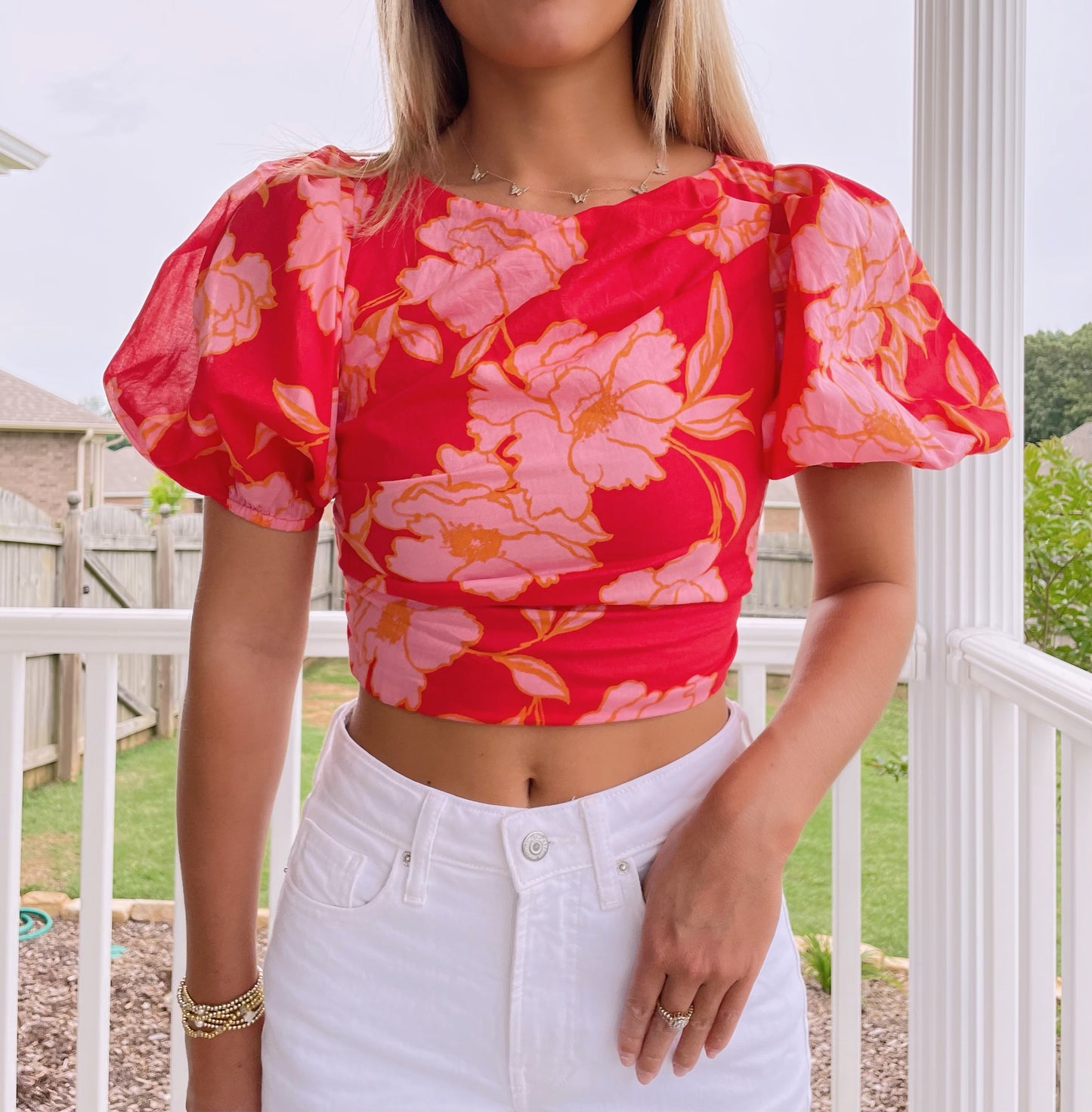 Floral Puff Sleeve Top