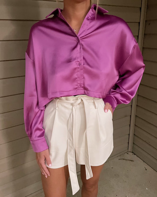 Satin Crop- Violet