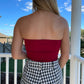Deep V-Neck Bodysuit- Crimson