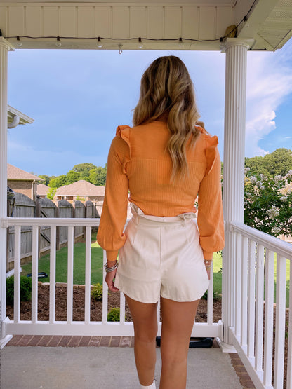 Ruffle Detail Sweater- Apricot