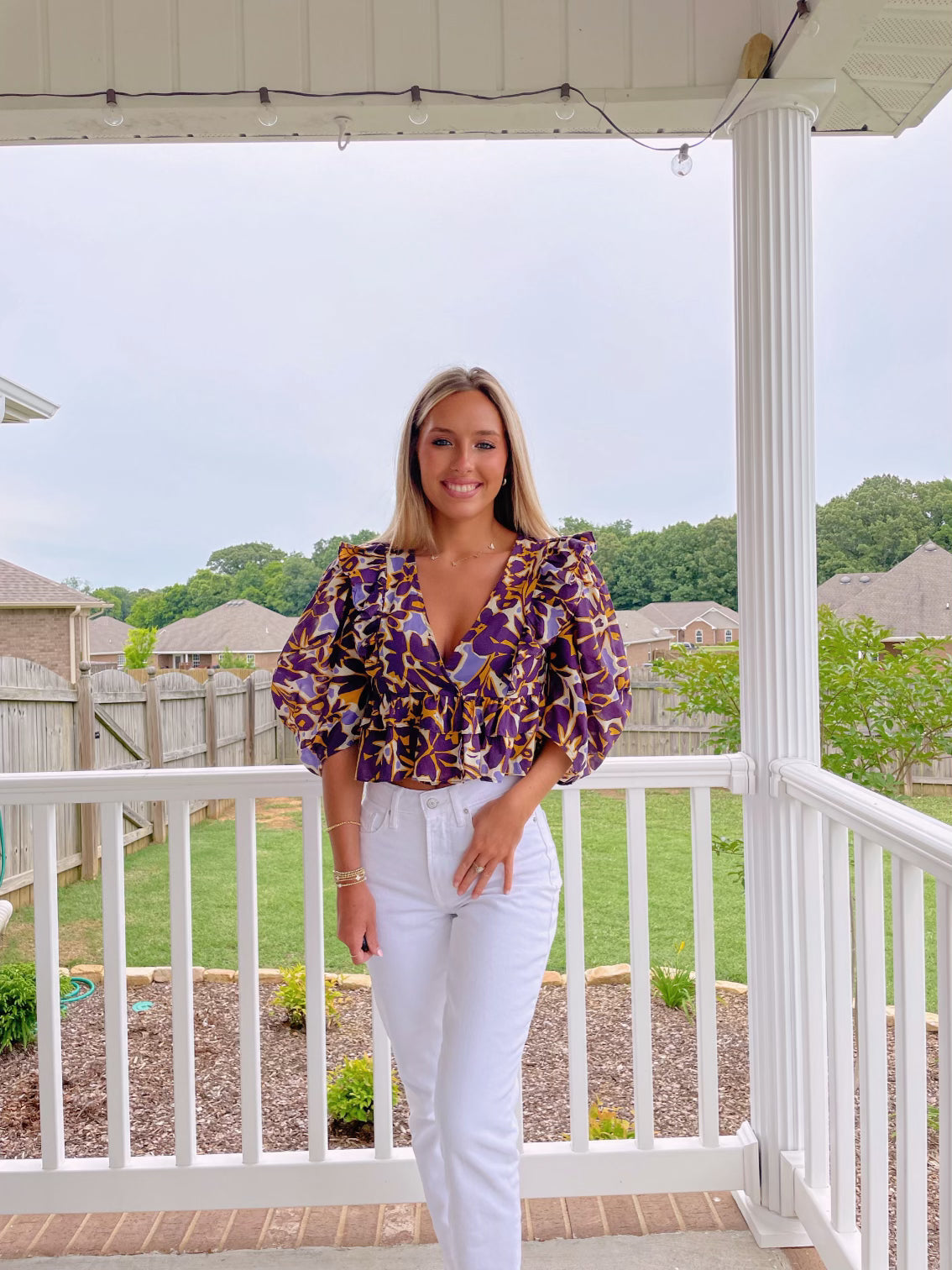 Floral Ruffle Top- Purple