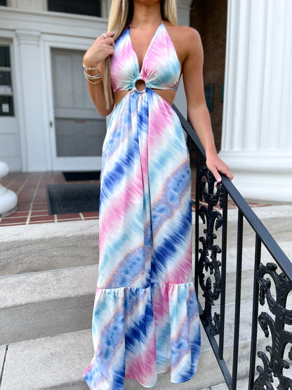 Tie Dye Cutout Maxi- Pink