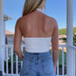 Halter Neck Top- Taupe/White
