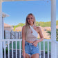 Halter Neck Top- Taupe/White